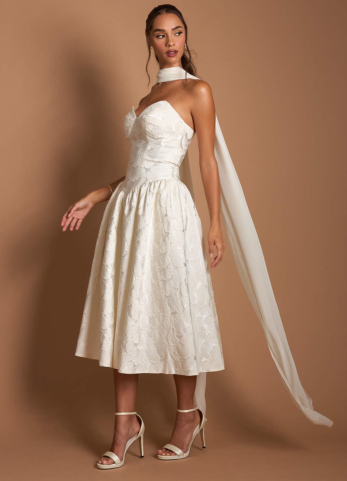 Azazie Astra French White Midi Dress