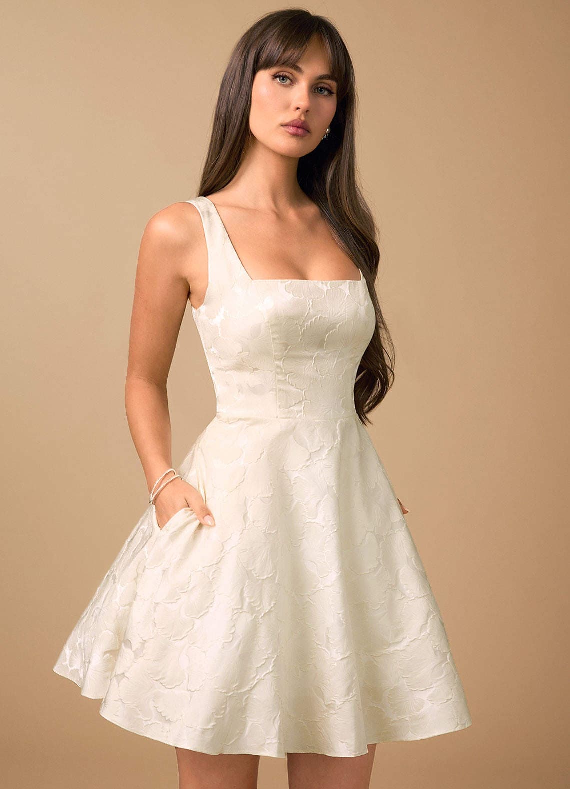 Azazie Effie French White Mini Dress
