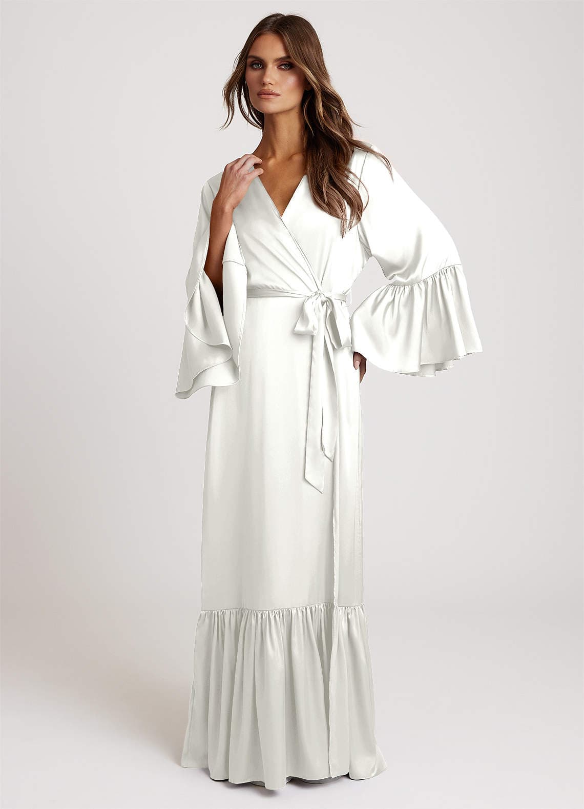 Azazie Long Bridal Ruffle Robe