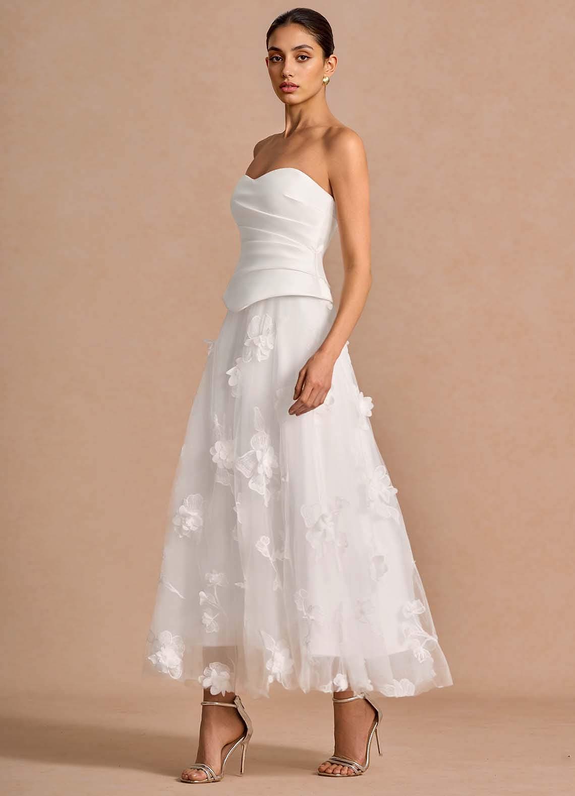 Azazie Jovette White Alabaster Lace Maxi